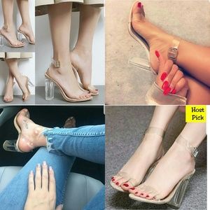 Nude Transparent High Heel Sandals Size 8 Top Moda